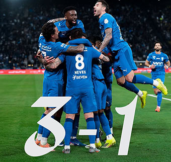 الهلال يبتعد بصدارة دوري روشن السعودي بثلاثية في مرمى النصر بديربي الرياض.